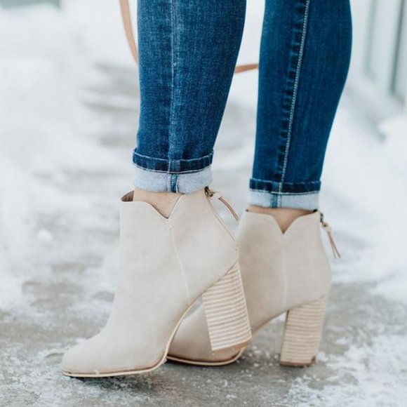 Itslove Shoes - | madaline taupe heeled bootie |